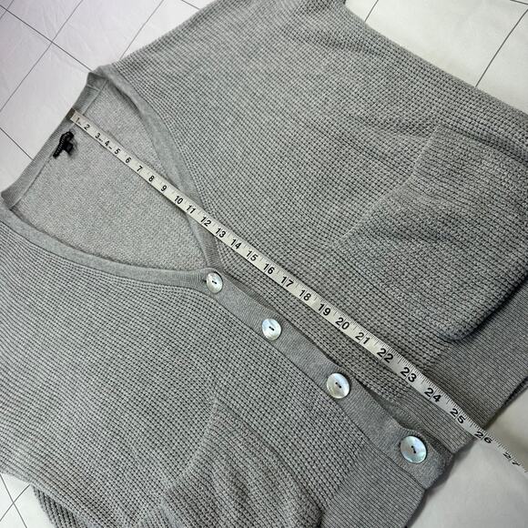 Eileen Fisher Sweater Womens Small Gray Organic Cotton Cardigan Waffle Knit - Picture 7 of 7